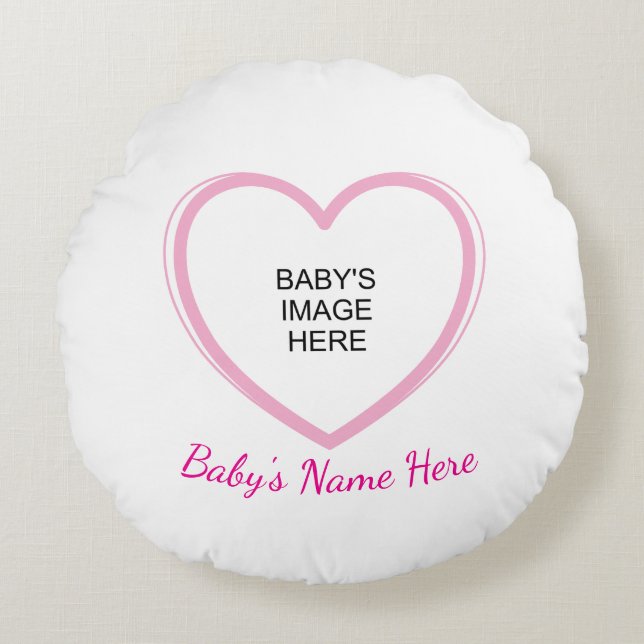 Heart Loves Baby Rundes Kissen (Vorderseite)