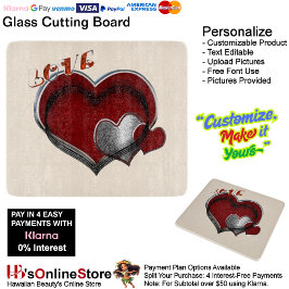 Heart Magic Beige Glass Cutting Board 15,2x17,8cm Schneidebrett