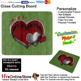Heart Magic Green Glass Cutting Board 15,2x17,8cm Schneidebrett