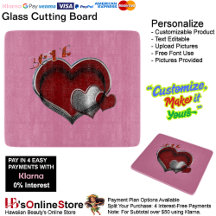 Heart Magic Pink Glass Cutting Board 15,2x17,8cm