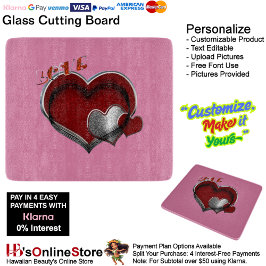 Heart Magic Pink Glass Cutting Board 15,2x17,8cm Schneidebrett