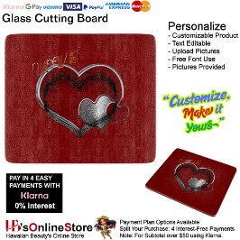 Heart Magic Red Glass Cutting Board 15,2x17,8cm Schneidebrett
