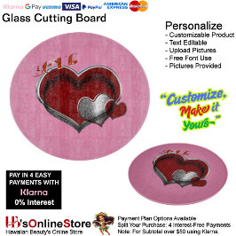 Heart Magic Round Pink Glass Cutting Board 30,4 cm Schneidebrett