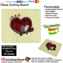 Heart Magic Yellow Glass Cutting Board 15,2x17,8cm