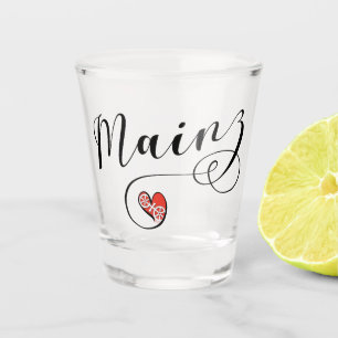 Heart Mainz Flag, I Liebe Mainz, Meenz Schnapsglas