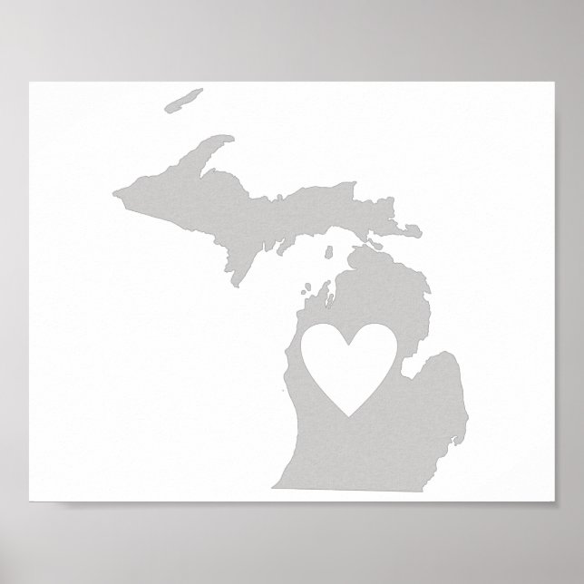 Heart Michigan Staat Silhouette Poster (Vorne)