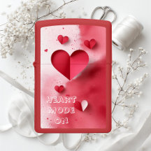 Heart Mode On Quirky Quote Romantic Red & White 