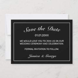Heart Modern Minimalistisch Black Wedding Save The Date