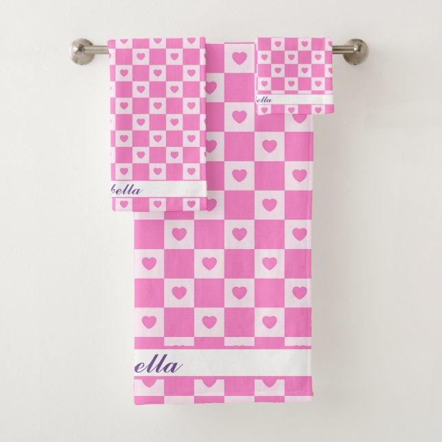 Heart Modern Pink Liebe Collection Badhandtuch Set (Insitu)