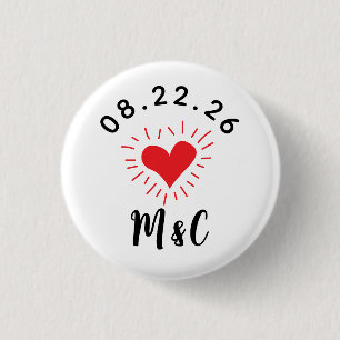 Heart Monogram Wedding Button