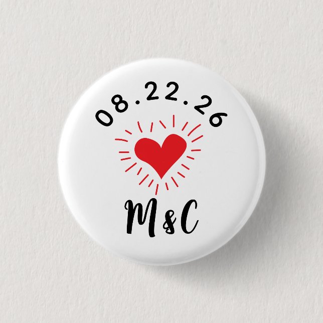 Heart Monogram Wedding Button (Vorderseite)