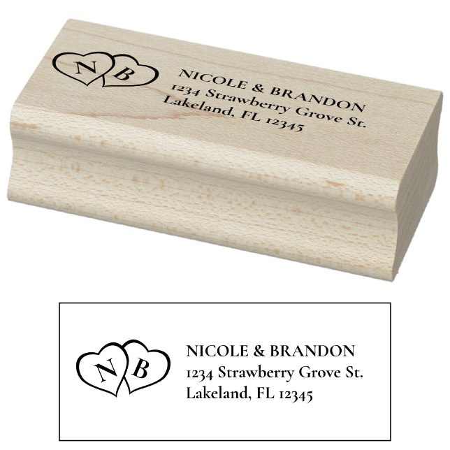 Heart Monogram Wedding Rücksendeadresse Gummistempel (Heart Monogram Wedding Return Address Rubber Stamp)