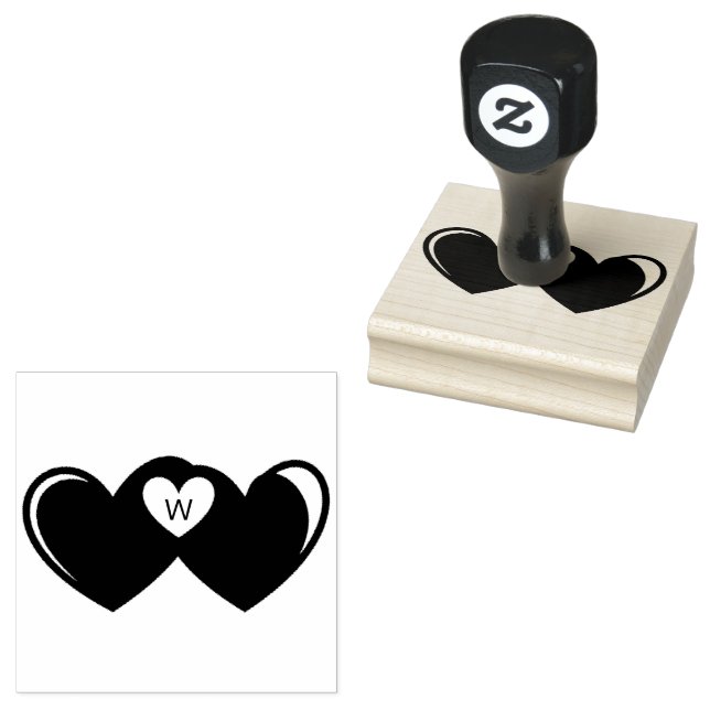 Heart Monogram Wood Art Briefmarke Gummistempel (Stempel)