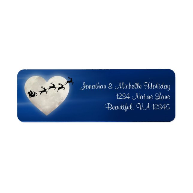 Heart Moon mit Santa und Sleigh Holiday Adresse (Vorne)