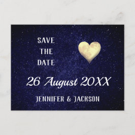 Heart Moon Night Sky Save the Date Einladungspostkarte