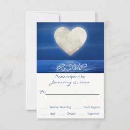 Heart Moon Over Water Beach Hochzeit RSVP Karte