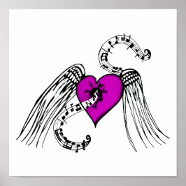 Heart Music Pink Poster
