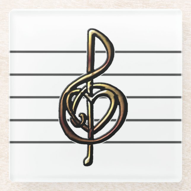 Heart Music Treble Clef mit Personal Glasuntersetzer (Vorderseite)