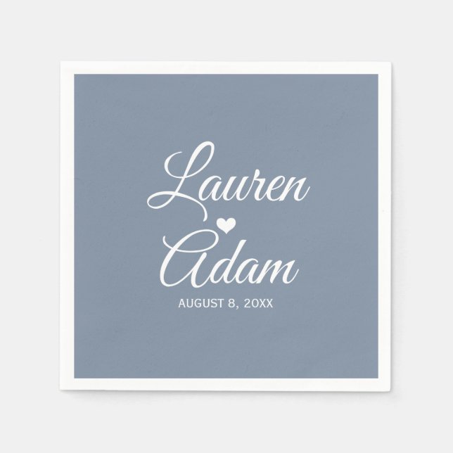 Heart Napkins | Einfaches Skript (Dusty Blue Dk) Serviette (Vorderseite)