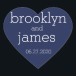 Heart Navy Blue Modern Wedding Stickers<br><div class="desc">Moderne Hochzeitsaufkleber in Herznacht mit individualisierbarem Text</div>