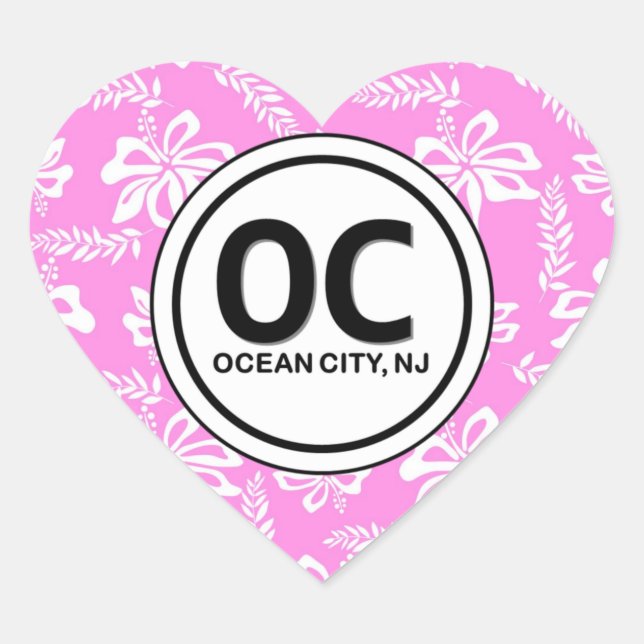 Heart OC Ocean City NJ Pink Blume Stickers (Vorderseite)