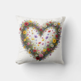 Heart of colorful wildflowers - kissen