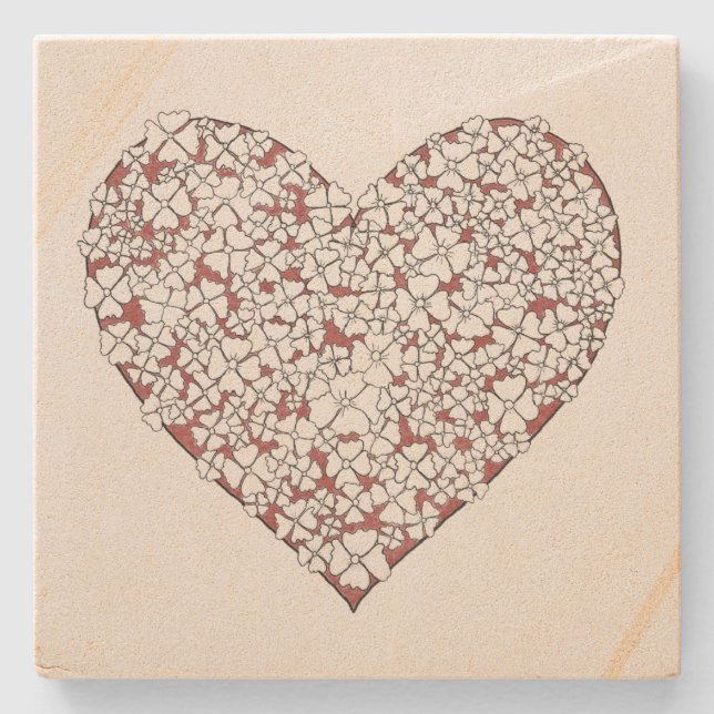 Heart of Flowers Stone Coaster Steinuntersetzer (Vorderseite)