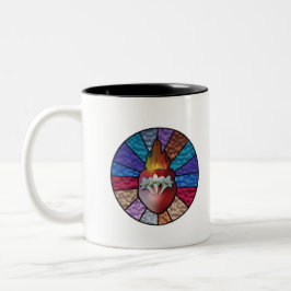Heart of St. Joseph: Stainted Glass Version Zweifarbige Tasse