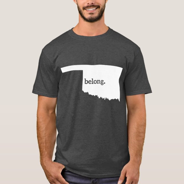 Heart Oklahoma Belong Staat Karte T-Shirt (Vorderseite)