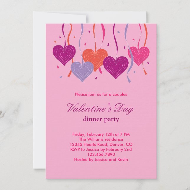 Heart on String Valentine's Day Einladung (Vorderseite)