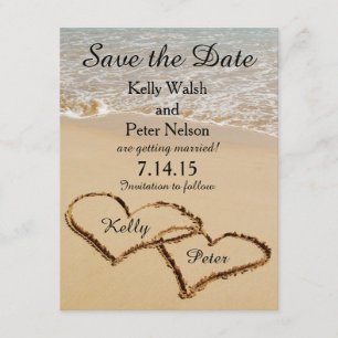 Heart on the Shore Beach Économisez la carte Date
