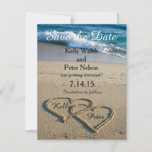 Heart on the Shore Beach Économisez la carte Date