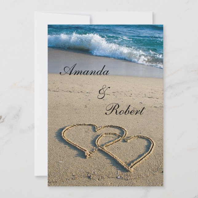 Heart on the Shore Beach Wedding Invitation (Devant)