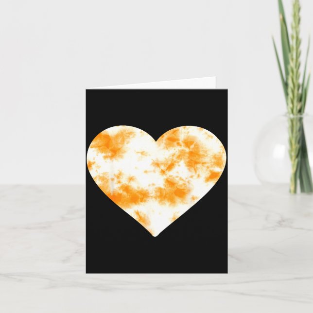 Heart Orange Tie Dye - Cute Valentines Day Graphic Karte (Vorderseite)