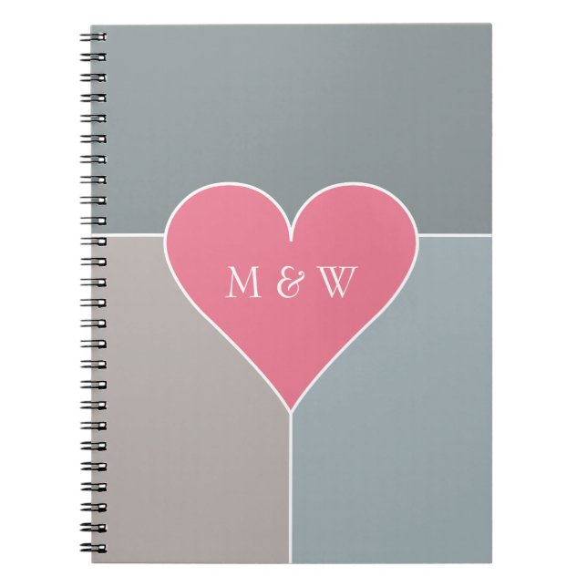 Heart Pattern angepasstes Monogramm-Notebook Notizblock (Vorderseite)