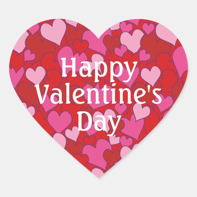 Heart Pattern Happy Valentine's Day Sticker (Devant)