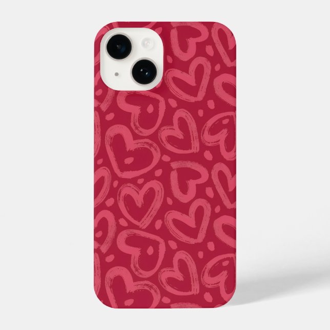 Heart Pattern Phone Case iPhone 14 Hülle (Rückseite)