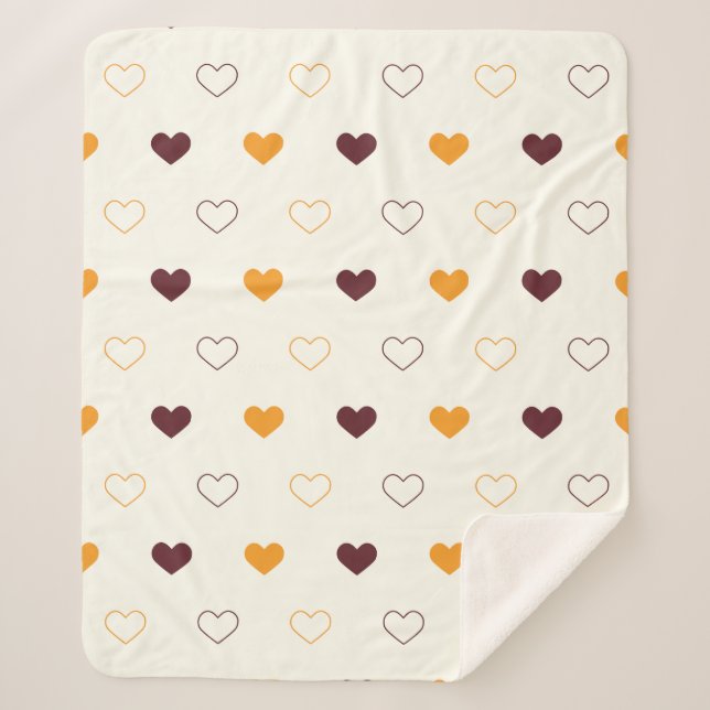 Heart Pattern with Orange & Brown Hearts Sherpadecke (Vorderseite)