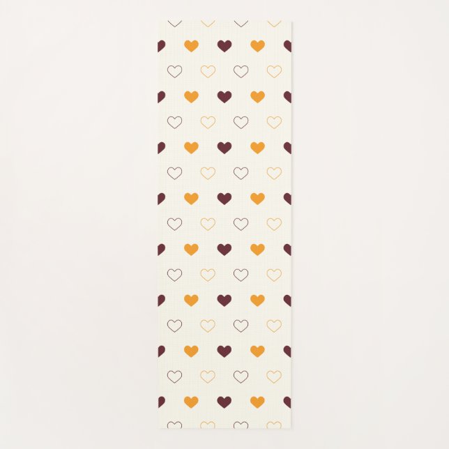 Heart Pattern with Orange & Brown Hearts Yogamatte (Vorderseite)