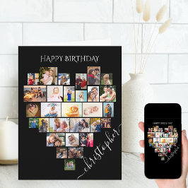 Heart Photo Collage Script Name Birthday Card Karte