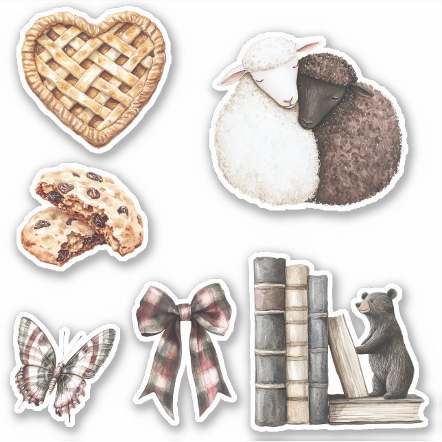 Heart Pie Lambs Chocolate Chip Cookie Butterfly   Aufkleber (Vorderseite)
