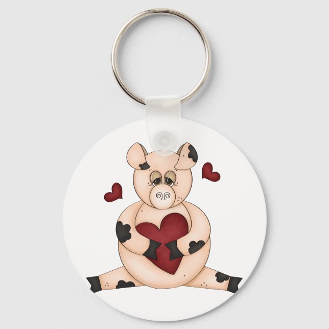 Heart Pig Schlüsselanhänger (Vorderseite)