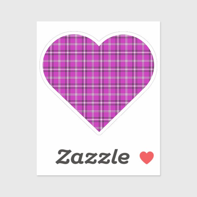 Heart Plaid Pink Purple Black Aufkleber (Blatt)
