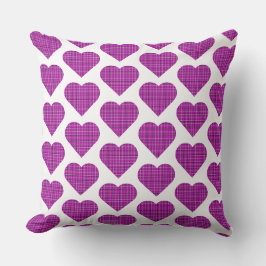 Heart Plaid Pink Purple Black Kissen