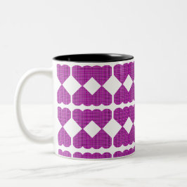 Heart Plaid Purple Black Pink Zweifarbige Tasse