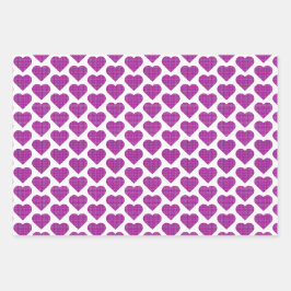 Heart Plaid Purple Pink Black Geschenkpapier Set