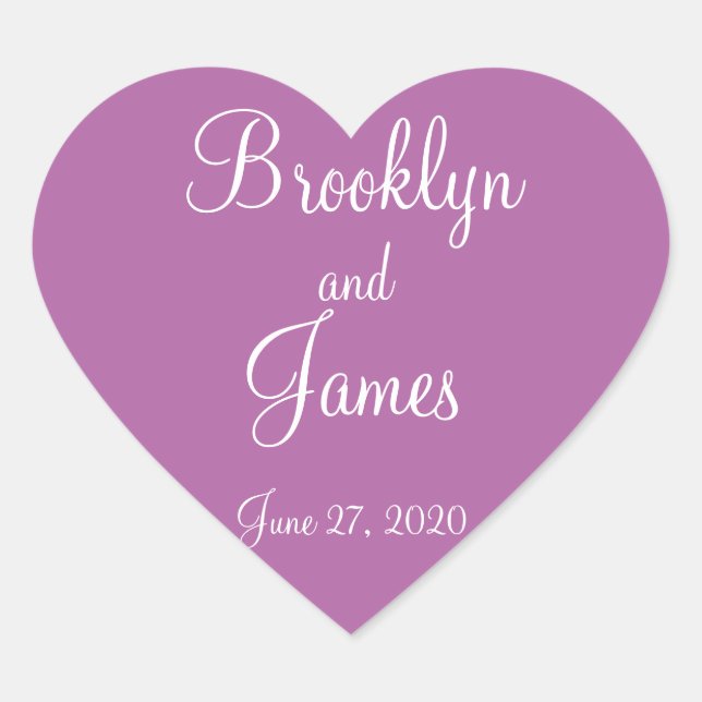 Heart Radiant Orchid Wedding Stickers (Vorderseite)