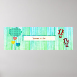 Heart Rain Baby Shower Kinderzimmer Poster Banner