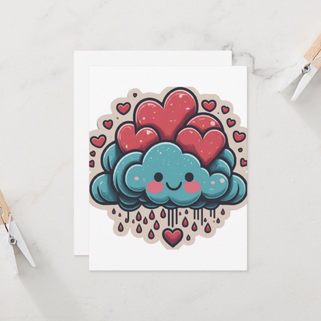 Heart Rain Cartoon (Vorderseite/Rückseite Beispiel)