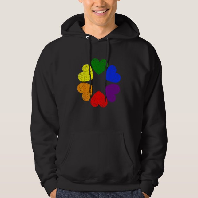 Heart Rainbow Flag LGBT Gay Pride Month Support LG Hoodie (Vorderseite)